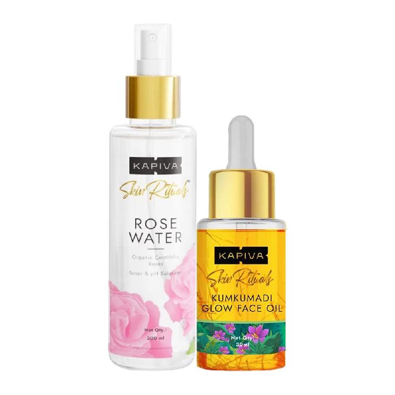Kapiva Ayurveda Kumkumadi Glow Face Oil + Skin Rituals Rose Water Combo, 230 ml-1.webp